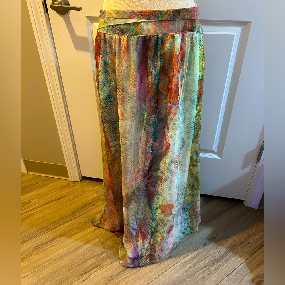 Promod stretch waistband Multicolor Long Skirt *with pockets* lined - from Dubai